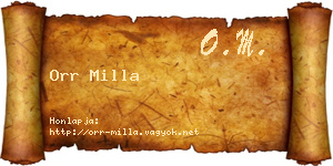 Orr Milla névjegykártya